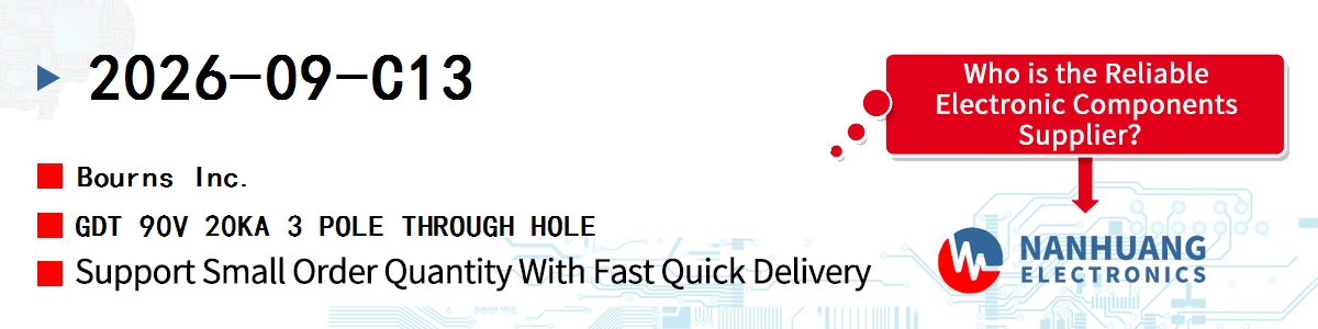 2026-09-C13 Bourns GDT 90V 20KA 3 POLE THROUGH HOLE