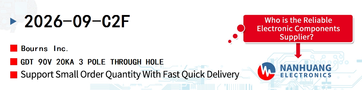 2026-09-C2F Bourns GDT 90V 20KA 3 POLE THROUGH HOLE