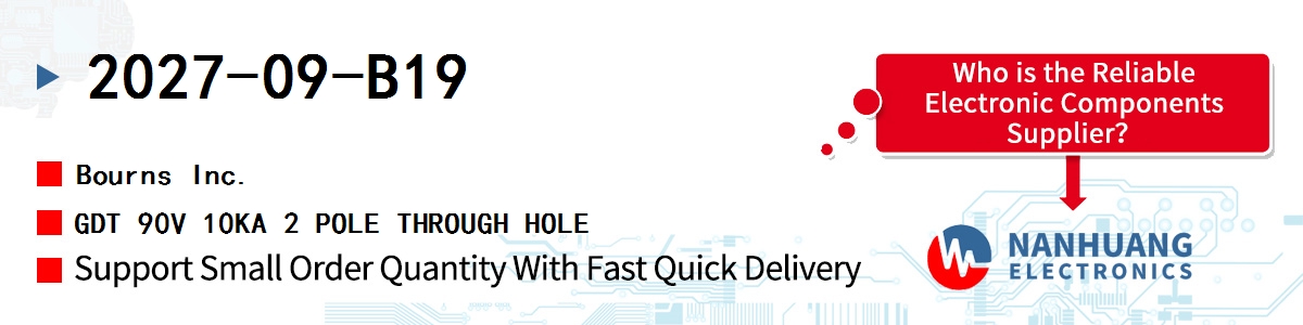 2027-09-B19 Bourns GDT 90V 10KA 2 POLE THROUGH HOLE