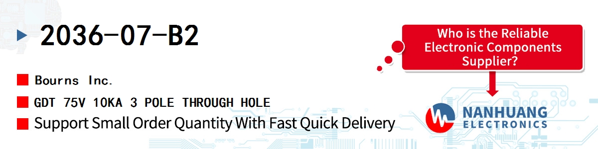 2036-07-B2 Bourns GDT 75V 10KA 3 POLE THROUGH HOLE