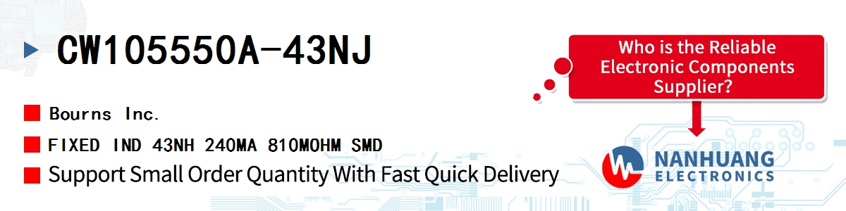 CW105550A-43NJ Bourns FIXED IND 43NH 240MA 810MOHM SMD