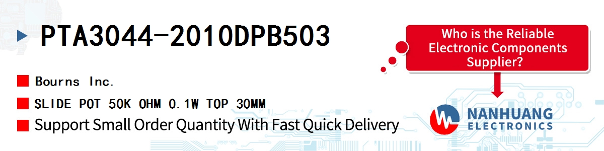 PTA3044-2010DPB503 Bourns SLIDE POT 50K OHM 0.1W TOP 30MM