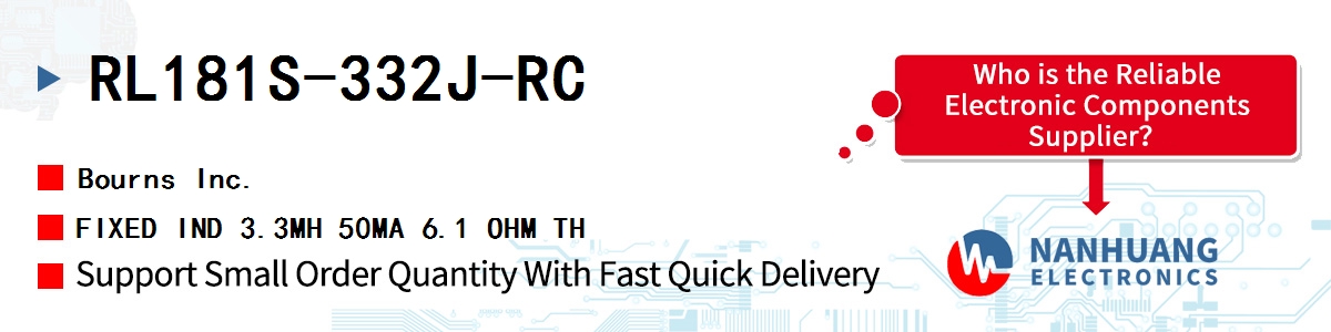RL181S-332J-RC Bourns FIXED IND 3.3MH 50MA 6.1 OHM TH
