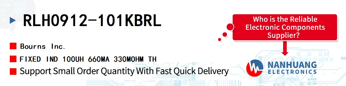 RLH0912-101KBRL Bourns FIXED IND 100UH 660MA 330MOHM TH
