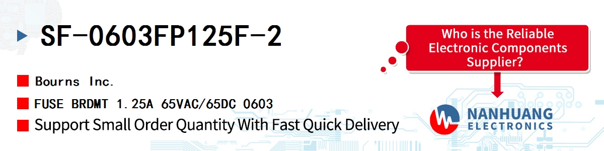 SF-0603FP125F-2 Bourns FUSE BRDMT 1.25A 65VAC/65DC 0603