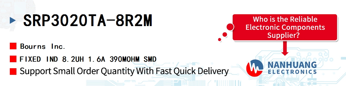SRP3020TA-8R2M Bourns FIXED IND 8.2UH 1.6A 390MOHM SMD